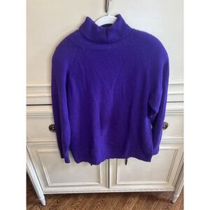 Neiman Marcus Vintage 100% Cashmere Size Small Oversized Purple Turtleneck